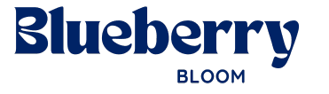 Blueberry Bloom logo displayed on a mobile phone screen.