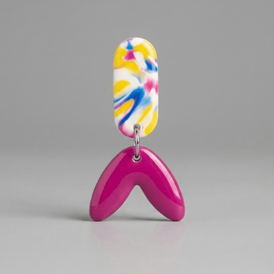 Handmade Sugarplum polymer clay earrings with glossy resin finish and stainless steel posts.