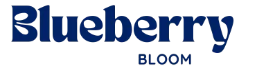Blueberry Bloom logo displayed on a mobile phone screen.